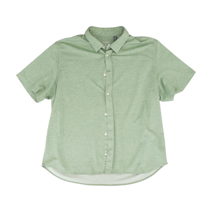 Green Solid Short Sleeve Button Down