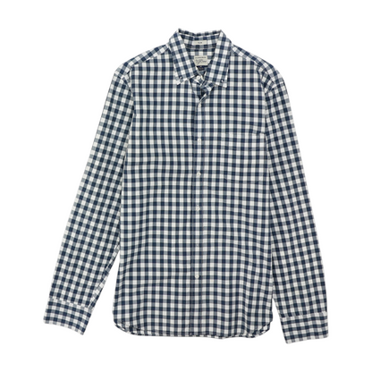 Navy Check Long Sleeve Button Down