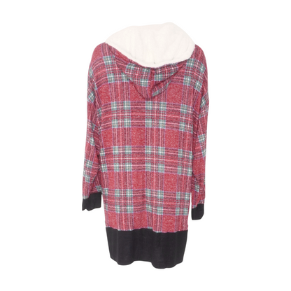Red Plus Plaid Cardigan Sweater