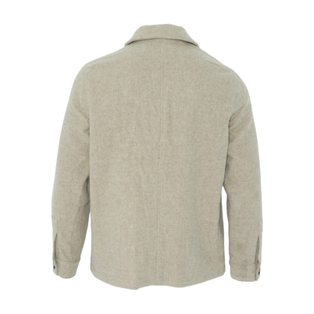 Beige Solid Wool Jacket