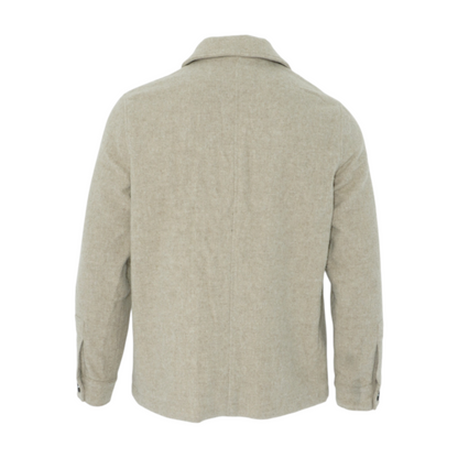 Beige Solid Wool Jacket