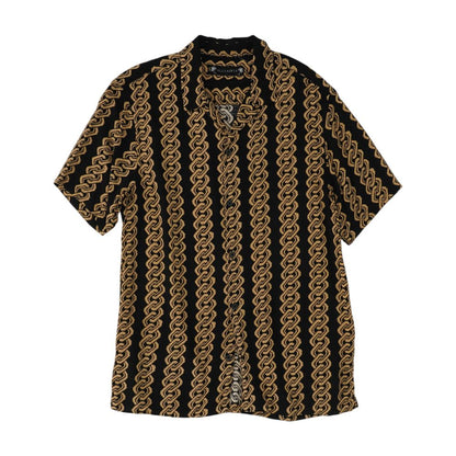 Black Graphic Short Sleeve Button Down
