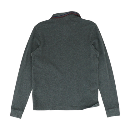 Gray Solid Long Sleeve Polo