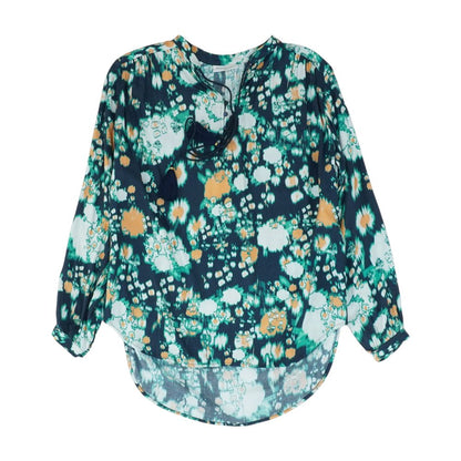 Navy Graphic Long Sleeve Blouse