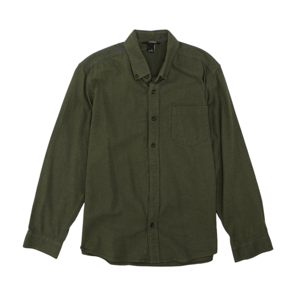 Green Solid Flannel Button Down