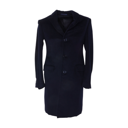 Navy Cashmere Blend Solid Coat