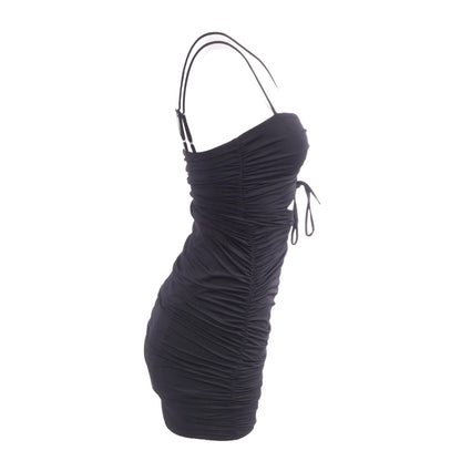 Black Solid Midi Dress