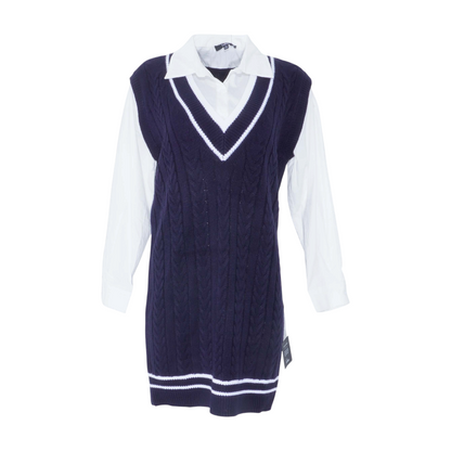 Natural Titanium Color Block Mini Dress