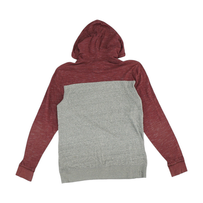 Maroon Color Block Hoodie Pullover
