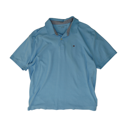 Blue Solid Short Sleeve Polo