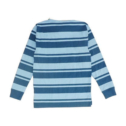 Blue Striped Long Sleeve Polo