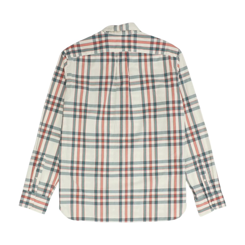 White Plaid Long Sleeve Button Down