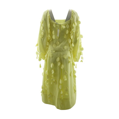 Yellow Applique Ballon Sleeve Top and Maxi Skirt Set