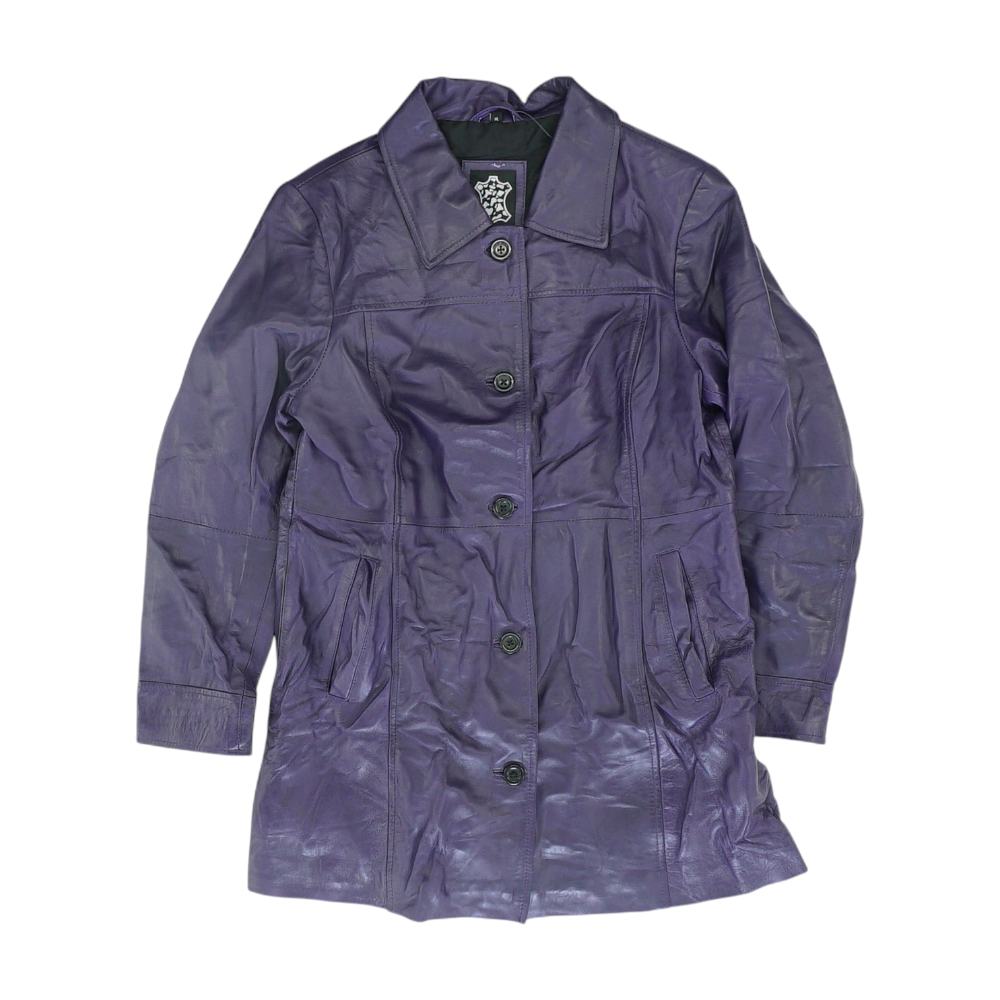 Purple Solid Leather Jacket