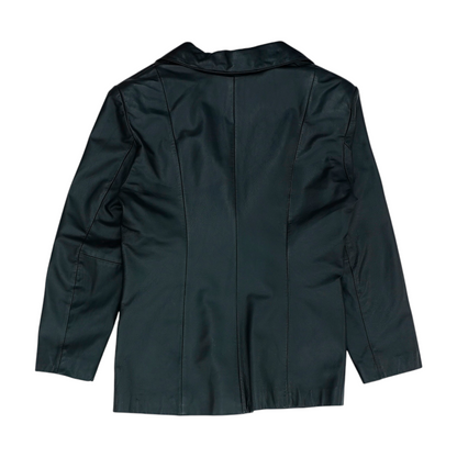 Black Solid Leather Jacket