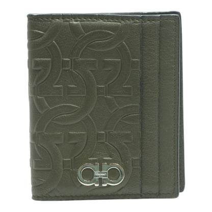 Embossed Leather Bifold in Green