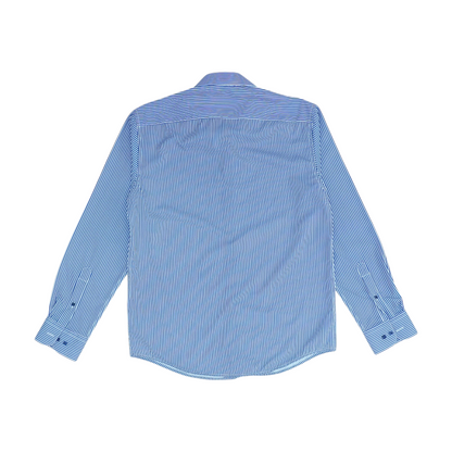 Navy Striped Long Sleeve Button Down