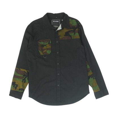 Black Solid Long Sleeve Button Down