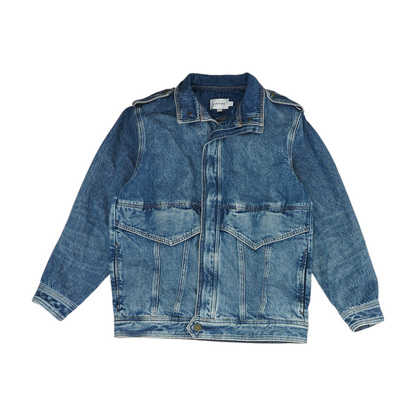 Blue Solid Denim Jacket