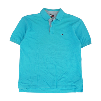 Blue Solid Short Sleeve Polo