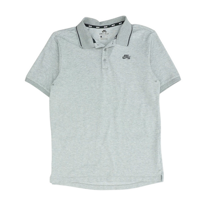 Gray Solid Short Sleeve Polo