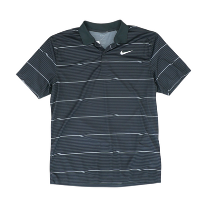 Gray Striped Short Sleeve Polo