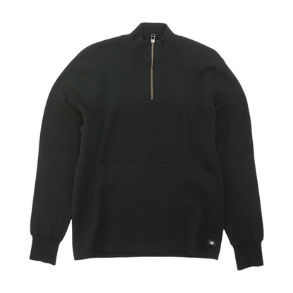 Black Solid 1/4 Zip Sweater