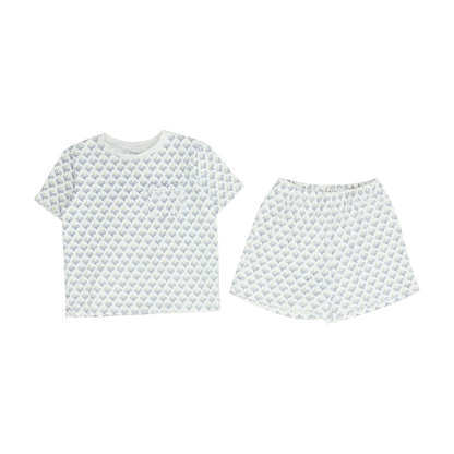 Blue Graphic Short Sleeve Set