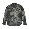 Gray Print Long Sleeve Button Down