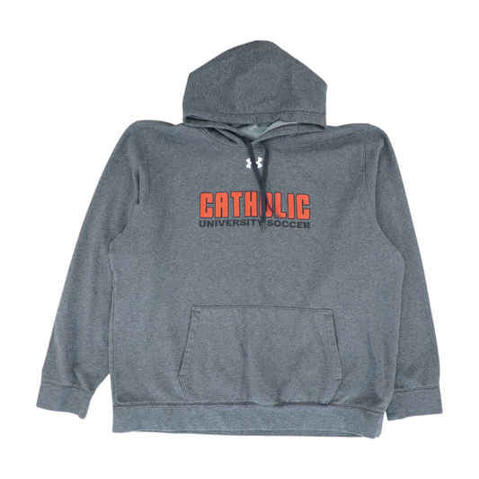 Gray Catholic University Soccer Solid Hoodie Pullover