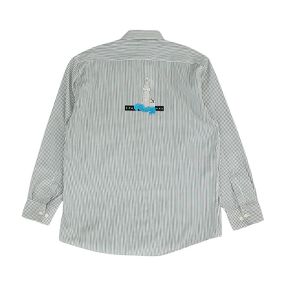 Vintage White Striped Long Sleeve Button Down