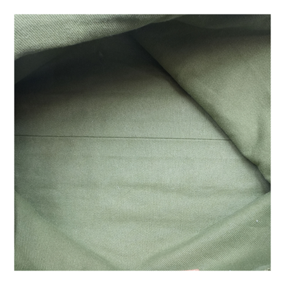 Black Leather Bag with Green Fabric Interior