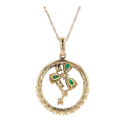 14K Yellow Gold Emerald Pendant Necklace