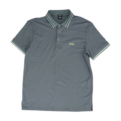 Gray Solid Short Sleeve Polo