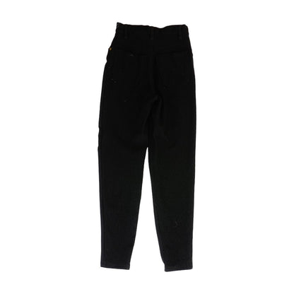 Vintage Black Solid Ribbed Five Pocket Pants