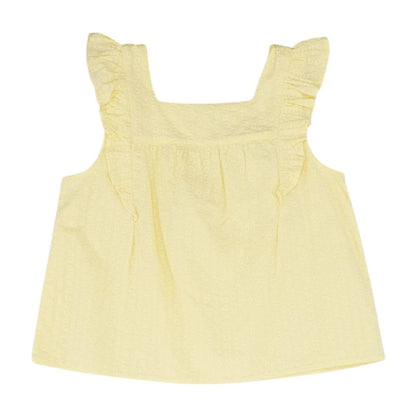Yellow Embroidery Detail Short Sleeve Blouse