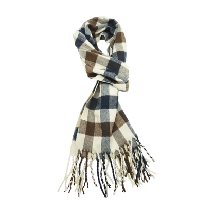 Brown Plaid Wool Scarf