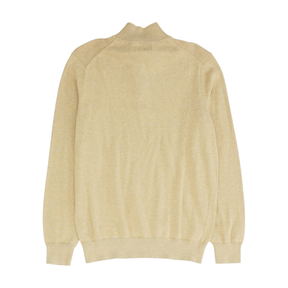 Tan Solid 1/4 Zip Sweater
