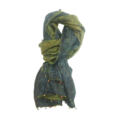 Olive Print Silk Scarf