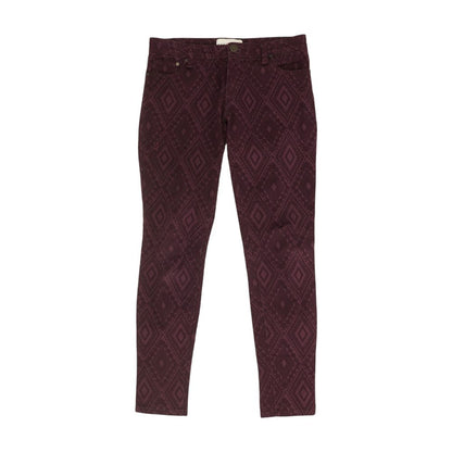 Burgundy Graphic Five Pocket Pants