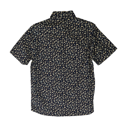 Navy Print Short Sleeve Button Down