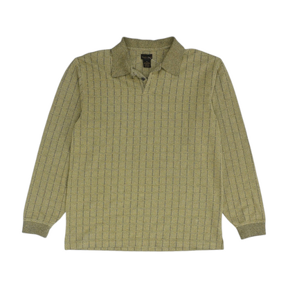 Beige Check Long Sleeve Polo