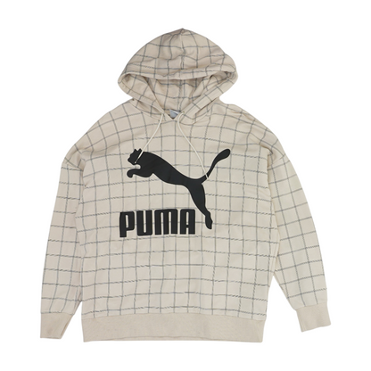 White Print Hoodie Pullover