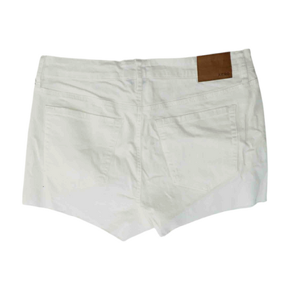 White Solid Denim Shorts