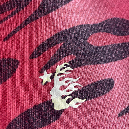Red Cheetah Zip-Up Hoodie Jacket
