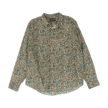 Brown Floral Long Sleeve Button Down