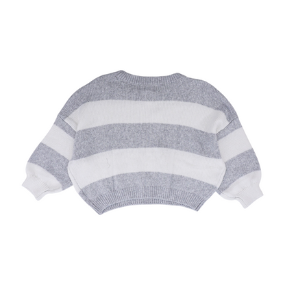 Gray Striped Pullover Sweater