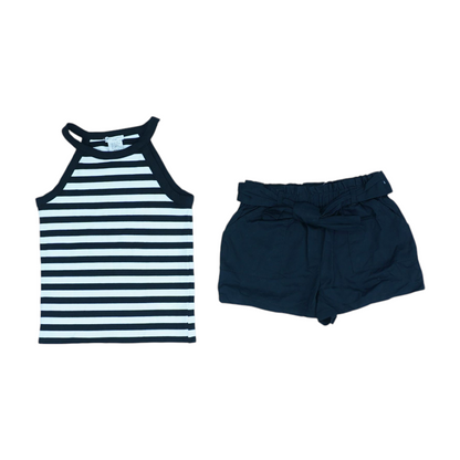 Black Striped Sleeveless Set