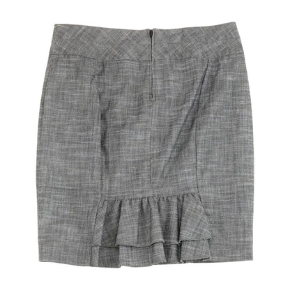 Gray Solid Midi Skirt