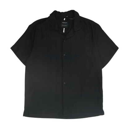Black Solid Short Sleeve Button Down
